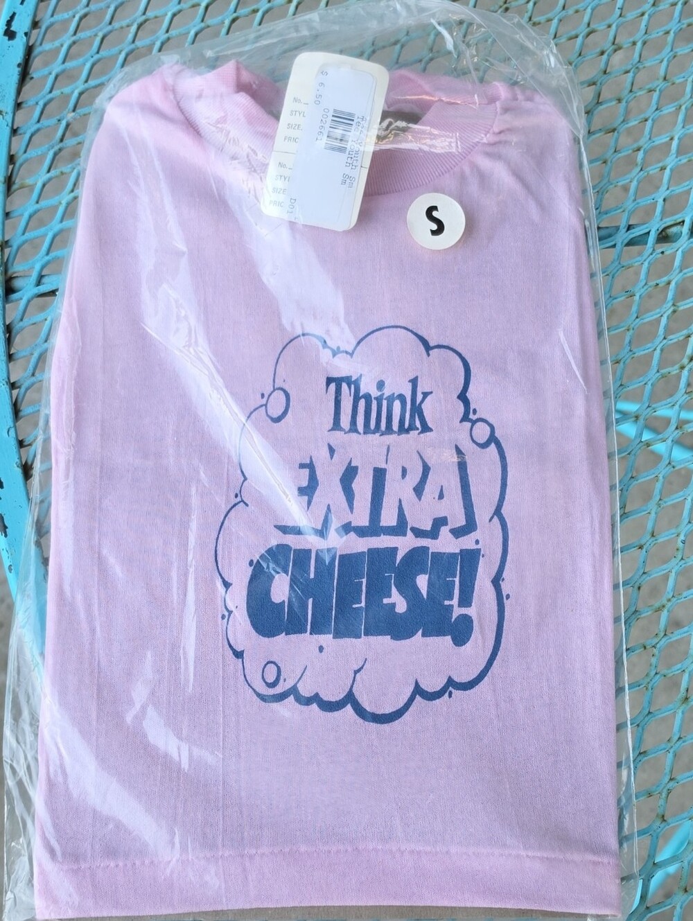 Rabbit Skins Pink Long Sleeve Graphic Tee 4T Think Extra Cheese single stitch
